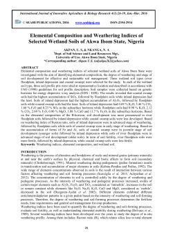 Elemental Composition and Weathering Indices of Selected Wetland