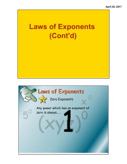 Laws of Exponents (Cont`d)