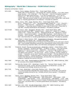 Bibliography &ndash; World War I Resources &ndash; OLOM School Library