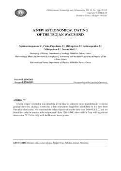 a new astronomical dating of the trojan war`s end