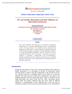 Five personality dimensions and their influence