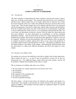 1 CHAPTER 10 COMPUTATION OF AN EPHEMERIS 10.1
