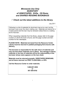 Inventory of CDs, DVDs and Videotapes