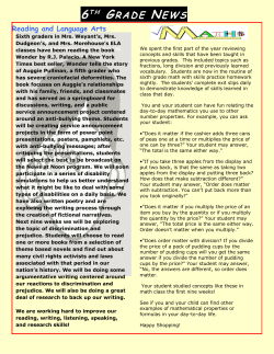 Reading and Language Arts 6T H GRADE NEWS