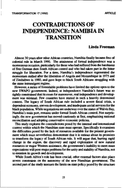 contradictions of independence: namibia in transition