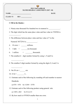I Fill in the blanks:- 1. Ninety-nine thousand five hundred two in