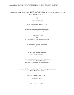 Running Head: SUSTAINABILITY REPORTING IN THE PIPELINE