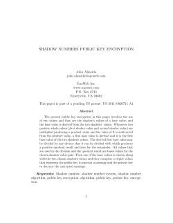 SHADOW NUMBERS PUBLIC KEY ENCRYPTION