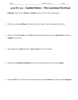 4.25 Ch. 9.2 – Guided Notes – The Louisiana Purchase