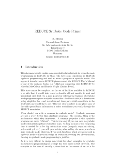 Primer - REDUCE Computer Algebra System