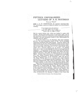 fifteen unpublished letters of ae housman