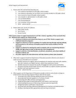 School Support and Improvement 1. Please select the role that best