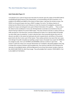 The Anti-Federalist Papers (excerpts)