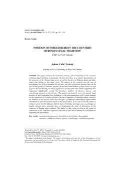 POSITION OF FORCED HEIRS IN THE COUNTRIES OF ROMAN