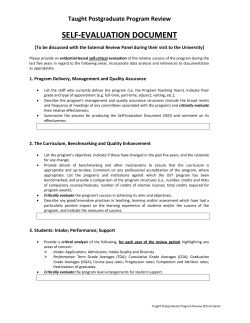 Taught Postgraduate Program Review SELF