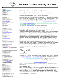 Metric Week Packet Oct 9 - 15, 2016 Governor`s Proclamation for all