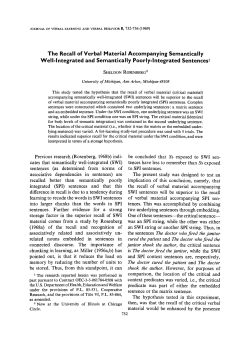 The Recall of Verbal Material Accompanying Semantically