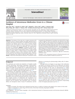 Incidence of Intravenous Medication Errors in a Chinese