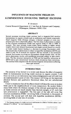 influence of magnetic fjelds on luminescence invol ving