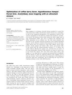 Optimization of coffee berry borer, Hypothenemus hampei Ferrari