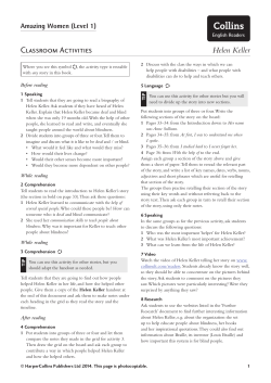 Classroom Activities Helen Keller