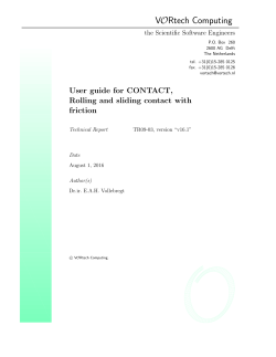 User guide for CONTACT, Rolling and sliding contact with friction