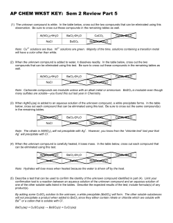 AP CHEM WKST KEY: Sem 2 Review Part 5