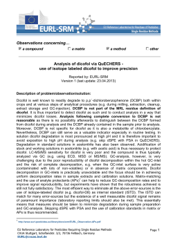 Analysis of dicofol via QuECHERS - use of - EURL