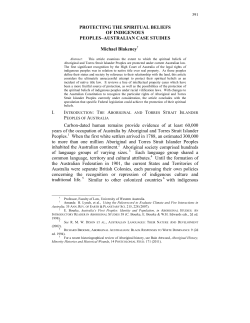 PROTECTING THE SPIRITUAL BELIEFS OF INDIGENOUS