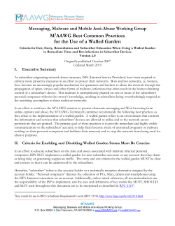 M3AAWG Best Common Practices for the Use of a Walled Garden