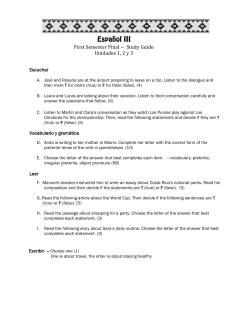 First Semester Final -- Study Guide Unidades 1, 2 y 3