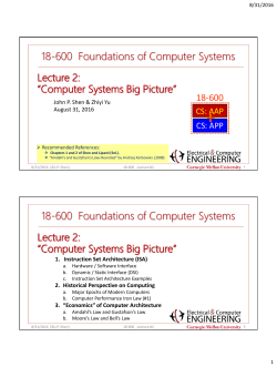 Lecture #2 "Computer Systems Big PIcture"