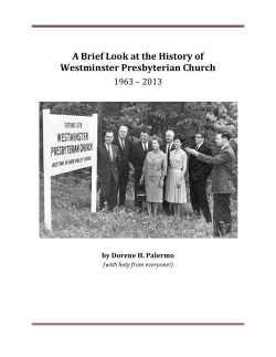 A Brief Look at the History of Westminster Presbyterian Church