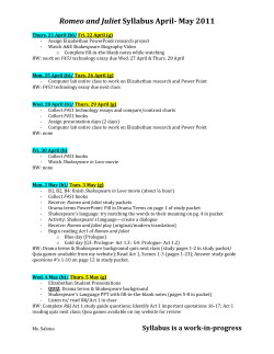 Romeo and Juliet Syllabus April