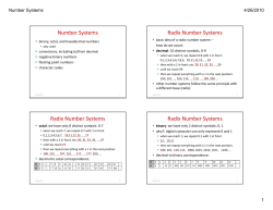 Number Systems Radix Number Systems Radix Number Systems