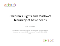 Children`s Rights and Maslow`s hierarchy of basic needs