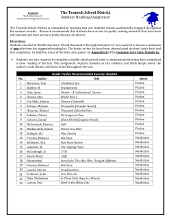The Teaneck School District Summer Reading Assignment