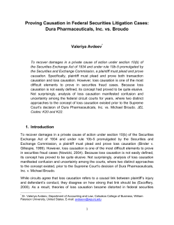 Proving Causation in Federal Securities Litigation Cases: Dura