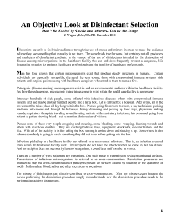 An Objective Look at Disinfectant Selection - Micro