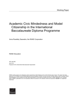 Academic Civic Mindedness and Model Citizenship in the