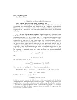 Cris is for Crystalline Marc-Hubert Nicole 1. Cristalline topology and