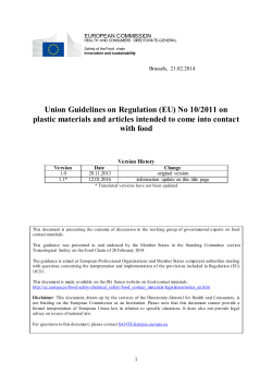 Union Guidelines On Regulation (EU) No 10/2011 On Plastic
