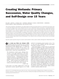 Creating Wetlands: Primary Succession, Water Quality Changes