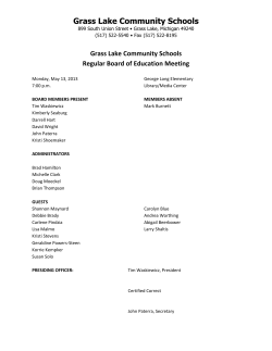 Grass Lake Community Schools Regular Board of Education Meeting