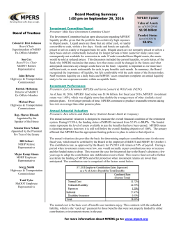 Below is a summary of the November 20, 2008 MPERS Board meeting