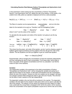 Na2S2O3 (aq) + 2HCl (aq) ----------> 2NaCl Y = C + M    X  Y   = C +