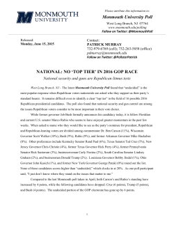 Monmouth University Poll NATIONAL: NO `TOP TIER` IN 2016 GOP
