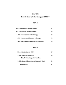 Introduction to Solar Energy and TMDC Part-A Part-B