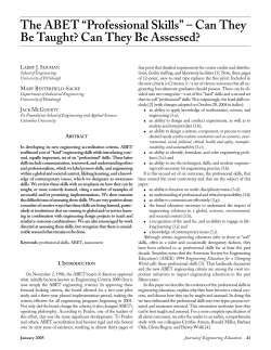 The ABET &ldquo;Professional Skills&rdquo; &ndash; Can They Be Taught? Can They