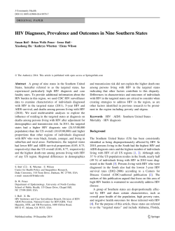 HIV Diagnoses, Prevalence and Outcomes in Nine Southern States